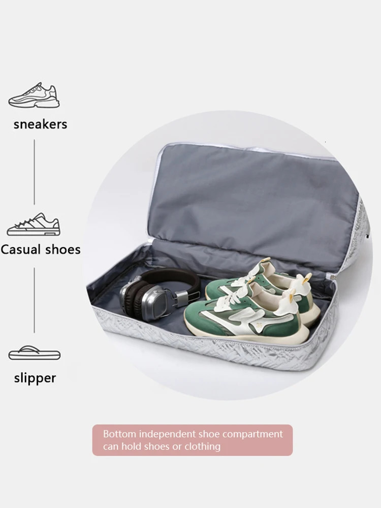 Casual Nylon Travel Tote Bag Large Capacity Duffle with Shoe Compartment Sports Gym Bag Weekender Overnight Storage Tote Bag 250530