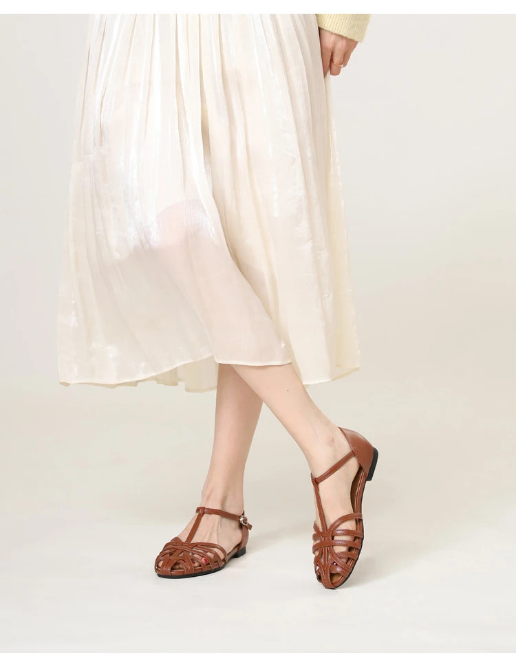 ZAROY Summer Cross Strap Flat Sandals Women Round Toe Ankle Buckle Hollow Casual Roman Sandal Shoes for Women 250605