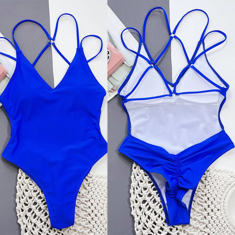 UnaShop Swimwear 2025 Trend Summer Beach Swimsuits For Women Swimming Pool Party Sexy Cross Beautiful Back Beachwear 250530