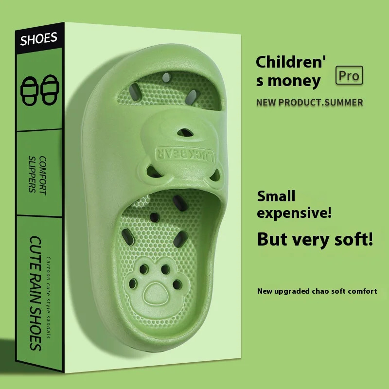 Childrens Slippers Boys and Girls Summer Slippers Non-slip Bathroom Home Slippers Baby Leaky Hollow Sandals 250604