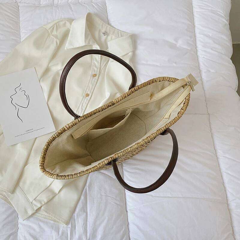 Handmade Women s Shoulder Large Capacity Handbags Bohemian Summer Straw Beach Bag Female Shopper Basket Woven Tote Bags