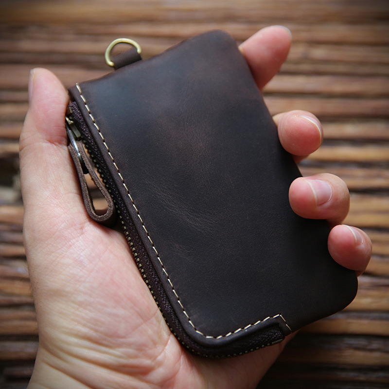 SIMLINE Genuine Leather Key Wallet For Men Male Real Cowhide Vintage Handmade Small Key Bag Case Holder Organizer Housekeeper