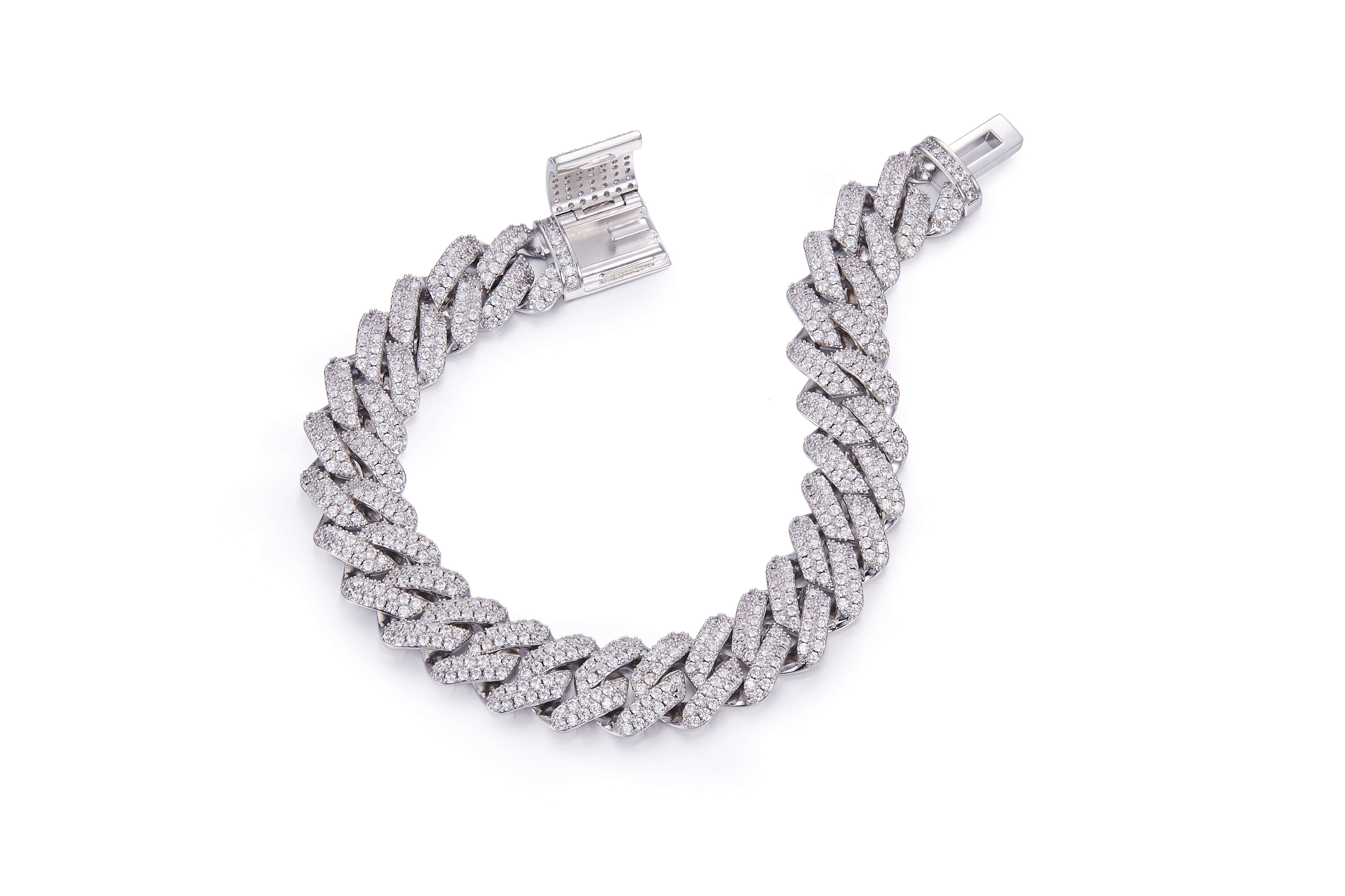 925 Sterling Silver Jewelry Luxury Design Moissanite Tennis Chain Bracelet 14mm d Color Vvs1 Moissanite Cuban