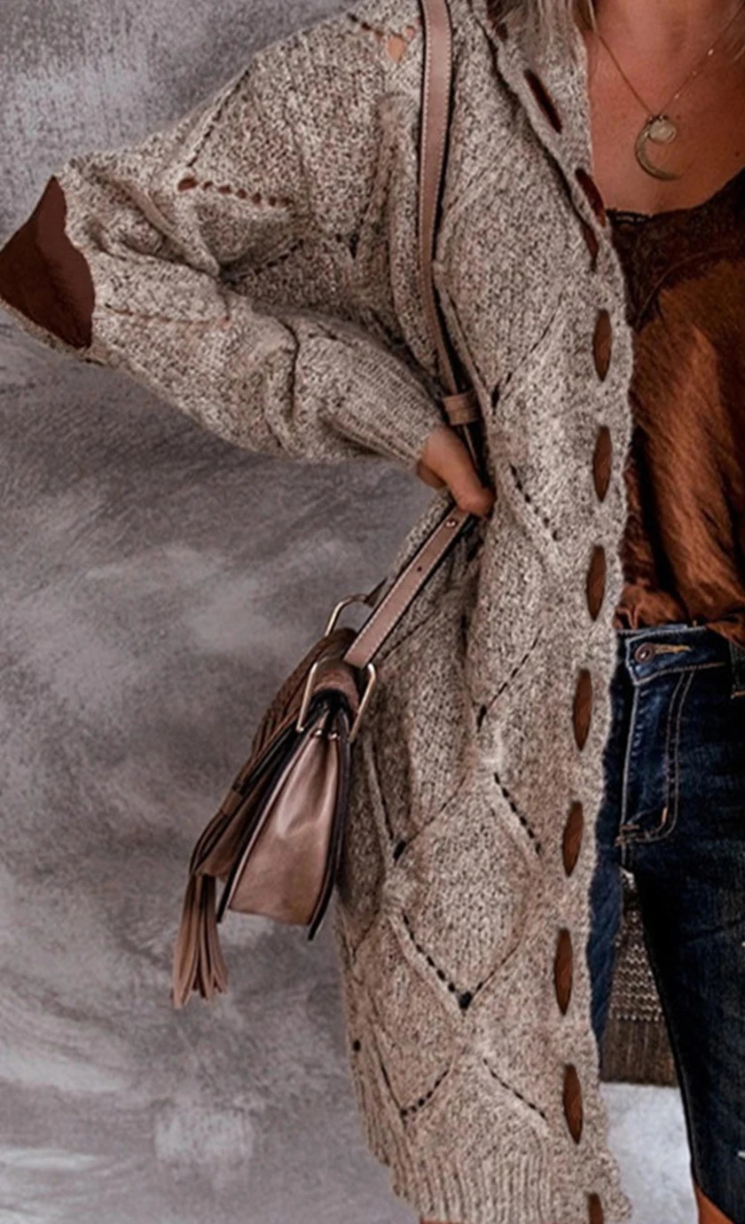 Large Size Color Block Hooded Cardigan Elegant MidLength Thick Knitted Sweater Jacket Womens Plus Clothing 250530