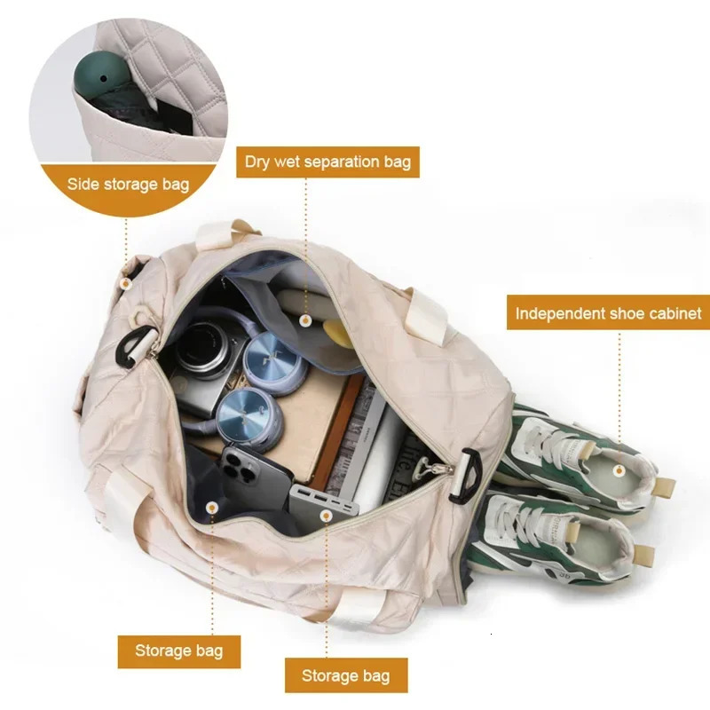 Large Capacity Travel Fitness Bag With Separate Shoe CompartmentWater-Resistant Multiple Pockets For Gym Duffel Bag 250530