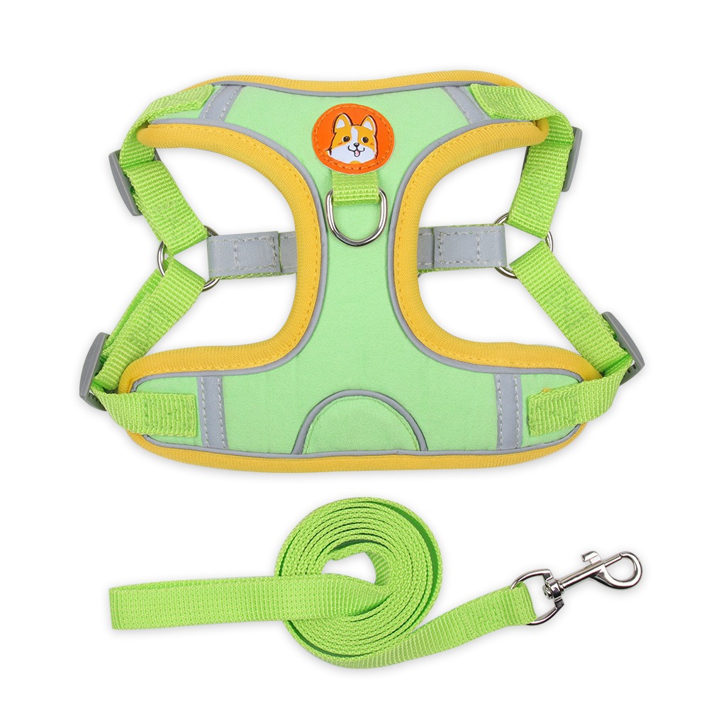 Reflective Suede Dog Harness & Leash Set for Small Dogs - Adjustable & Breathabl
