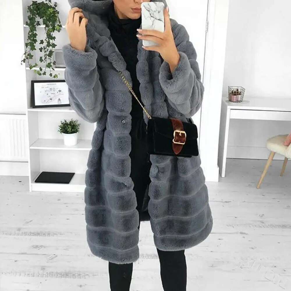Winter Fur Outwear Thick Long Sleeve Jacket Fashion Outerwear Women Warm Faux Coat Hidden Button