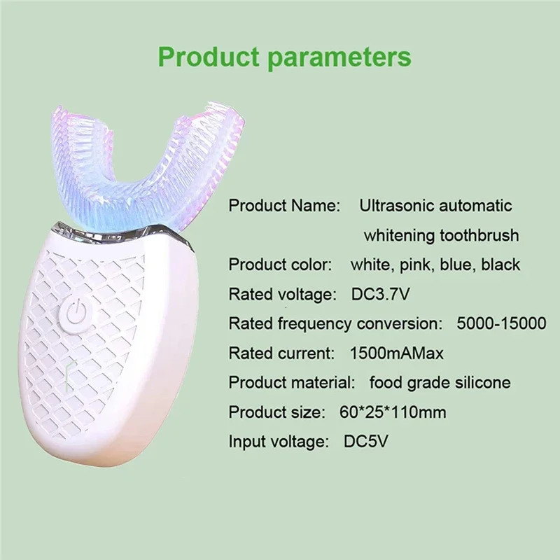 U Shape Degrees Intelligent Electric Toothbrush Sonic Automatic Tooth Brush 360 Degree Cleaning USB Charge Waterproof Toothbrush 250604