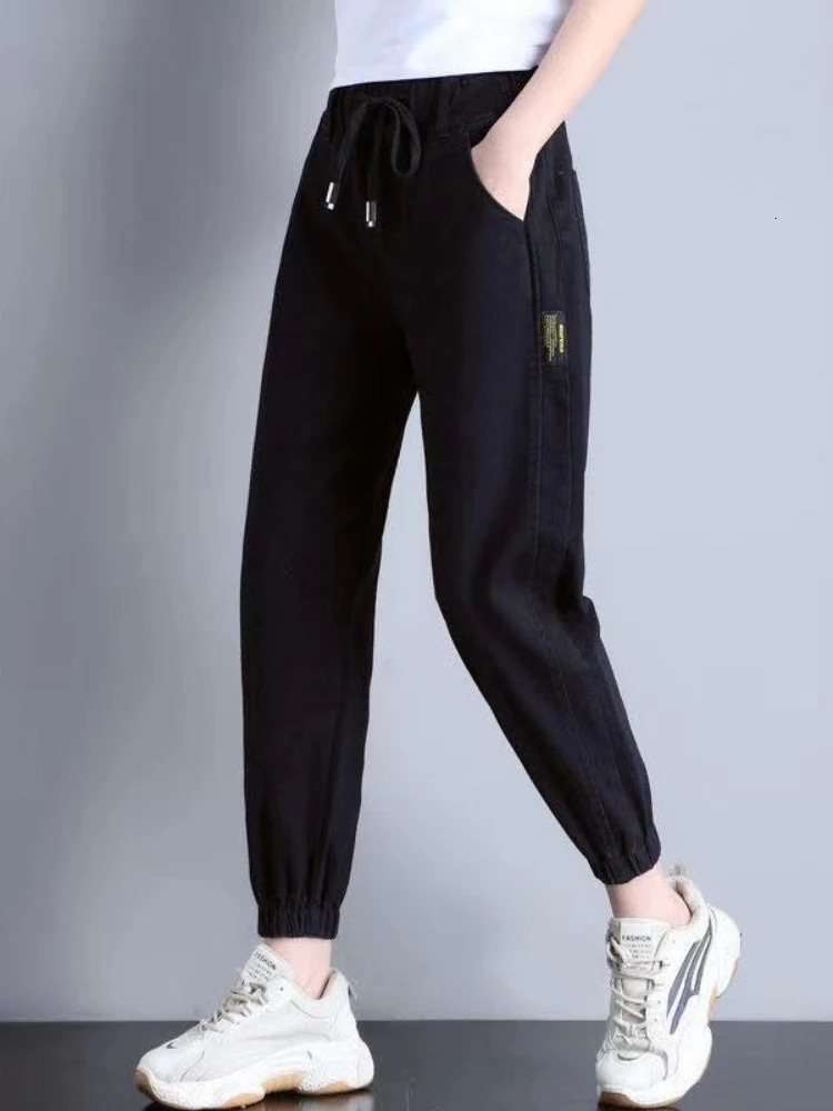 Elastic Waist Loosefit High S Womens Harem Jeans Unique Stylish in Top Selling Streetwear Denim Pants for Women 250604