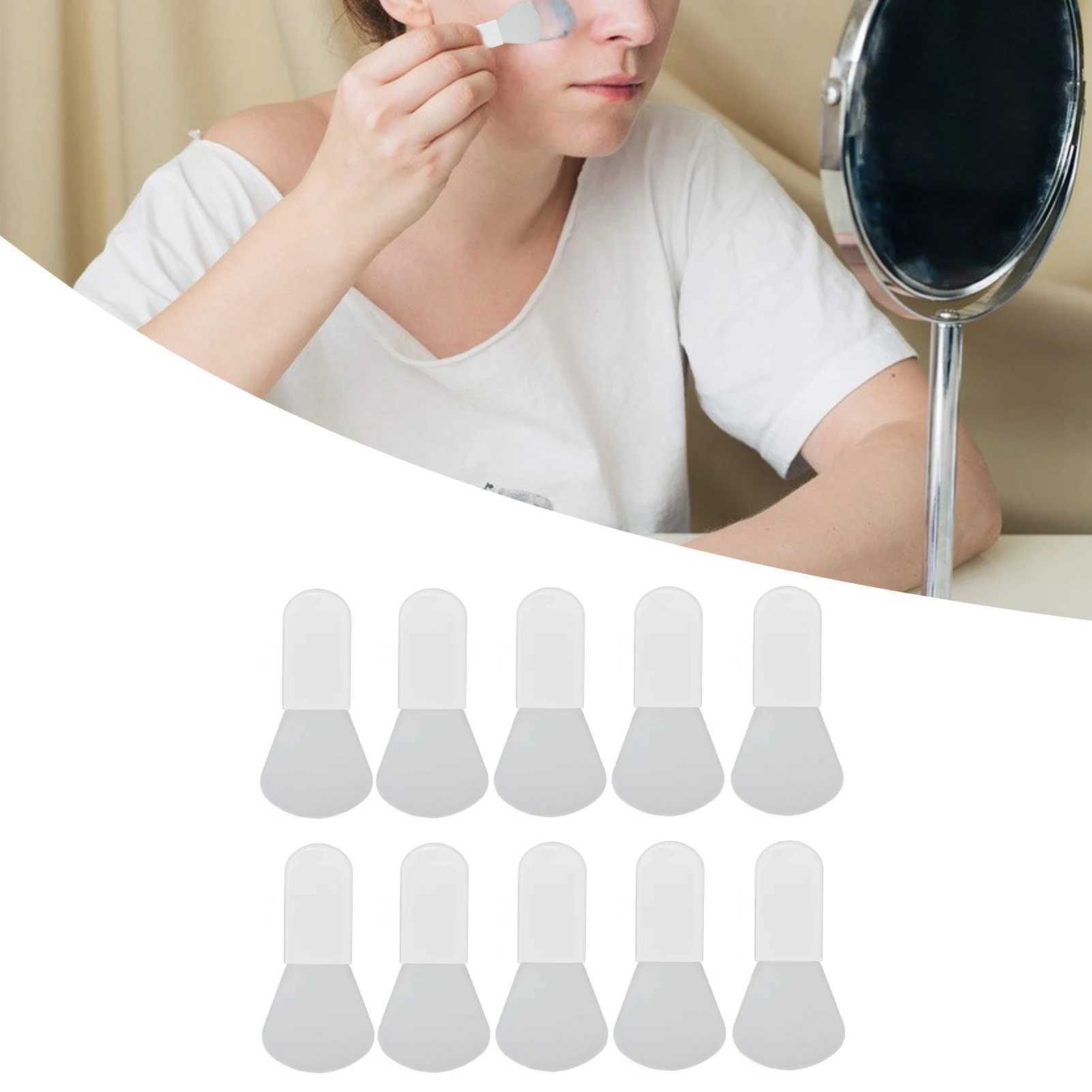 10Pcs Silicone Mask Brush Mini Short Handle Mud Applicator Portable Facial Beauty Tool White Fanshaped Type W250605