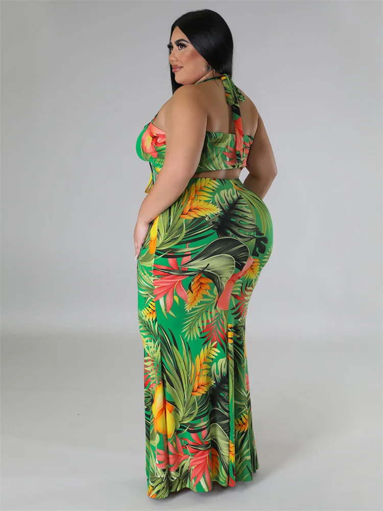 Wmstar Plus Size Dress Sets Clothing Two Piece Set Bra and Skirts Crop Top Summer Beach Outfits Wholesale Drop 250603