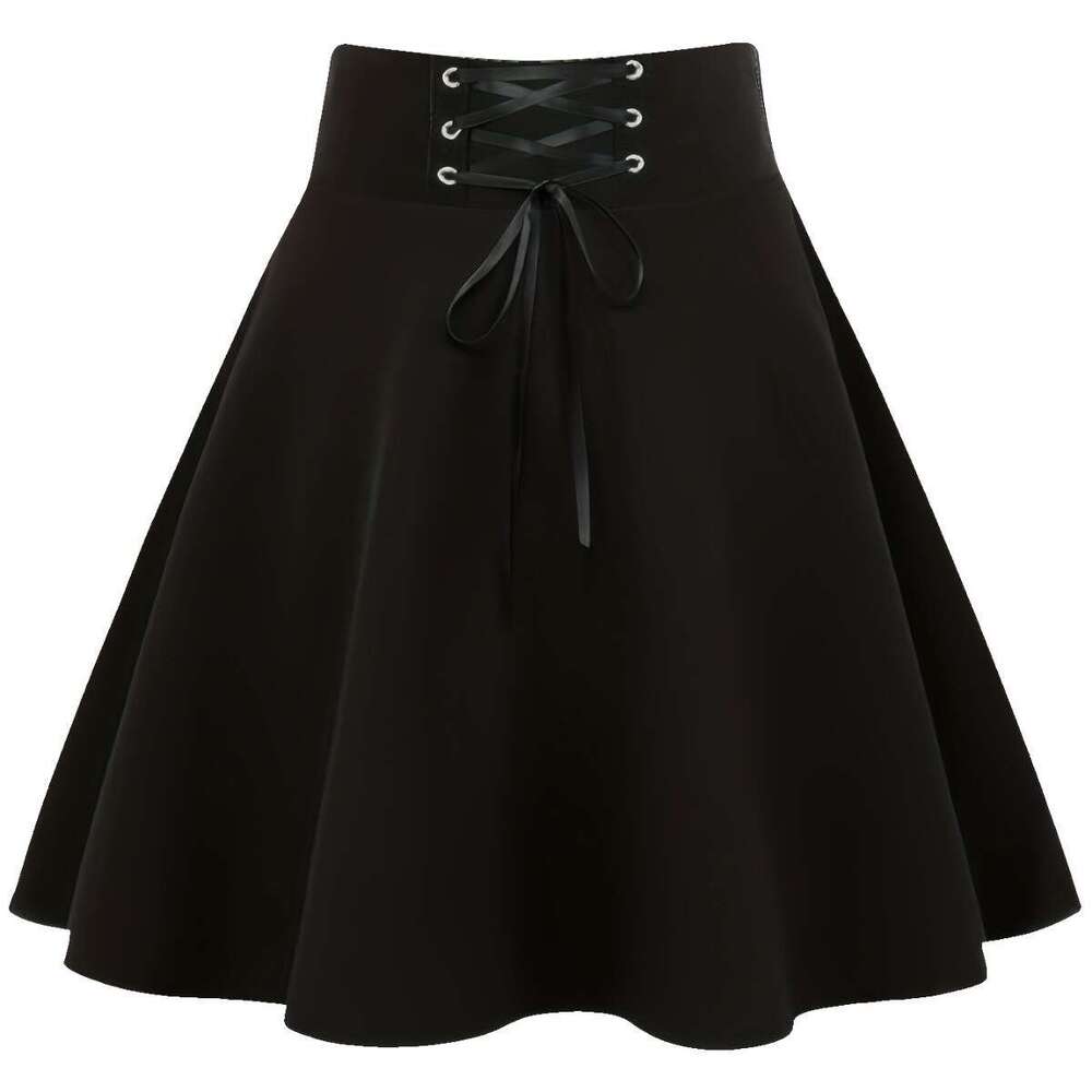 Short High Waist Gothic Lace Up Zipper Mini Women's Half Skirt B5