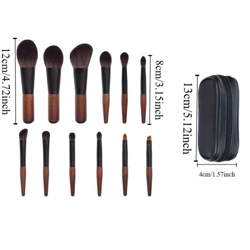 12Pcs Lip liner Mini Makeup Brush Set Wood Furry Eyeshadow Make Up Kit Cosmetic Tool with Storage Box Concealer Brush Set for WomenW250605