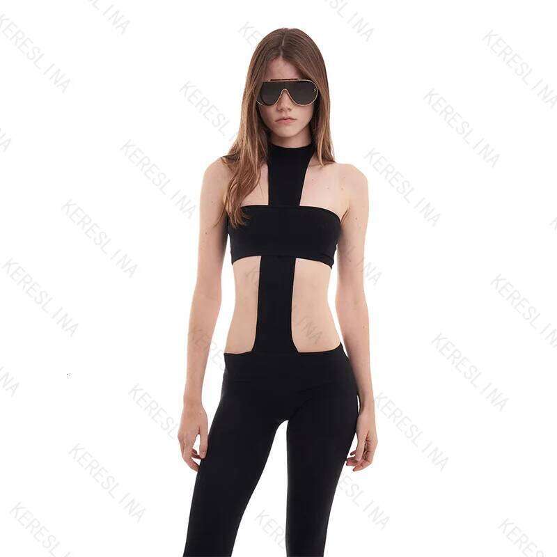 American Style High Street Fashion Sexy Jumpsuit Trousers Punk Retro Halter Neck Slim Womens Tights Y2k Goth Emo Girl Streetwear