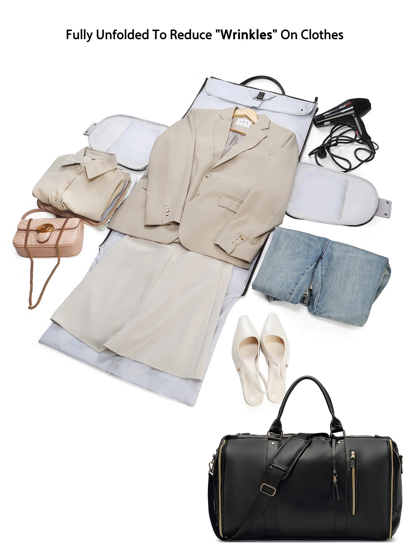 Jenni Bag PU Leather Travel Duffel Bag Limited Edition Foldable Storage Airport Handbag 250530