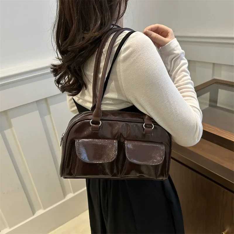Vintage Red Simple Ladies Commute Tote Bag Women Business Shoulder Bags PU Leather Female Underarm Burgundy Large Handbags Purse XJ250605