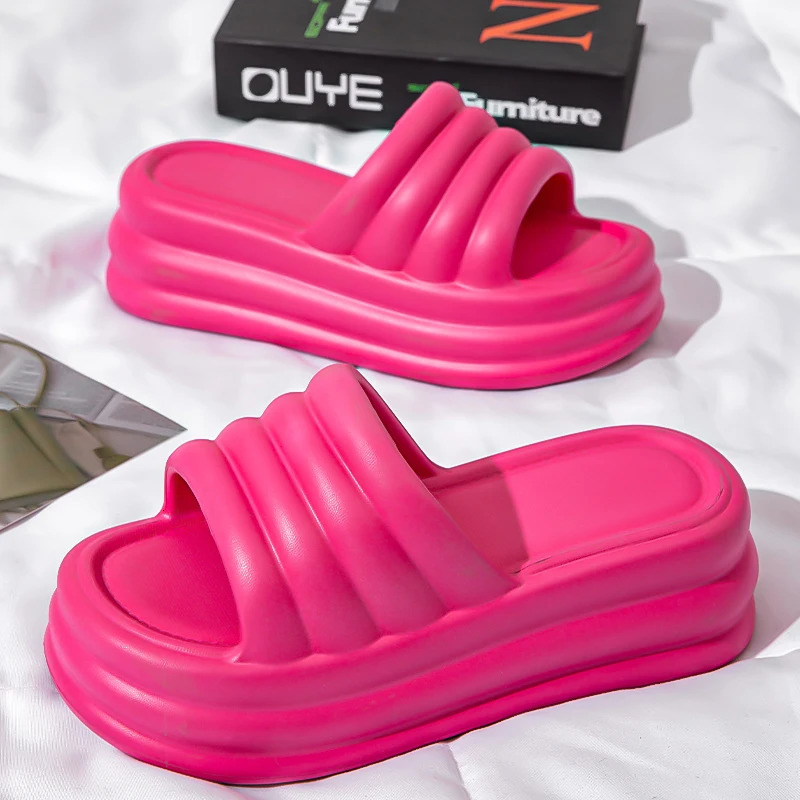 7cm EVA Thick Platform Summer Slippers Women Soft Sole Pillow Slides Outdoor Beach Sandals Woman Non Slip Bathroom Home Shoes 250605