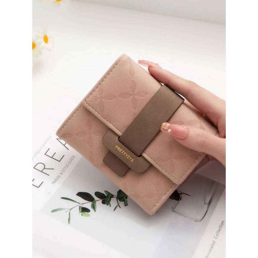 Spring and Summer new purse Korean version printed buckle simple everything folding short women's wallet PU leathe