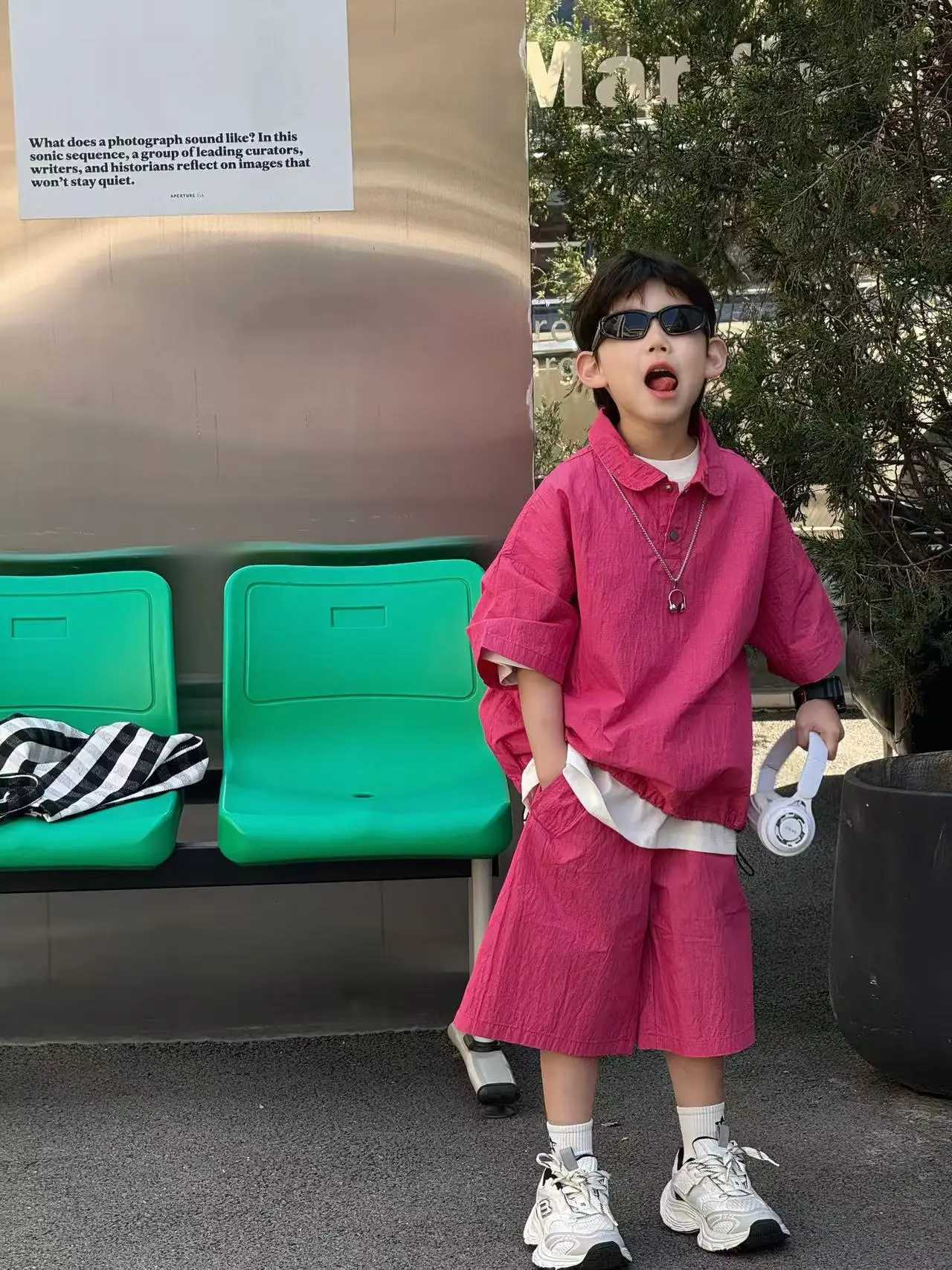 Childrens Clothing Boys Summer 2025 New Handsome Childrens Summer Two Piece Set Thin Boys Trendy Clothes 90-160CM R250605