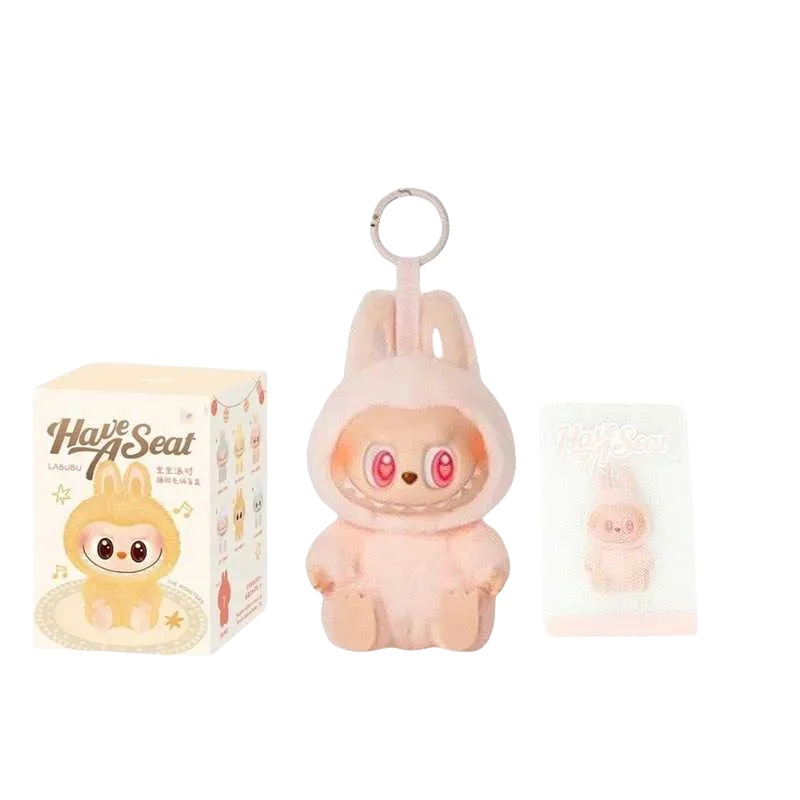 Blind box keychains cute popmart labubu key chain monsters serie macaroon plush doll keyrings pvc hobbies ornaments surprised bag charm ph05