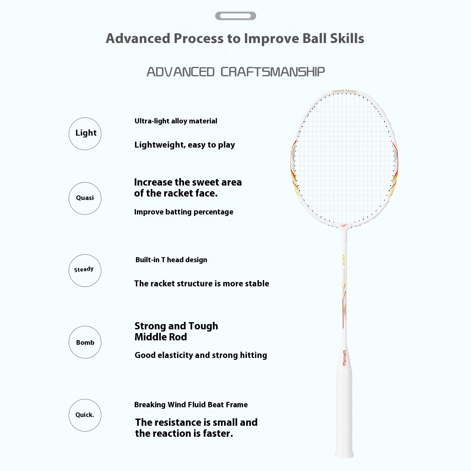 Ultra-Light Alloy Badminton Racket for Beginners Durable Easy-to-Handle Training Gear