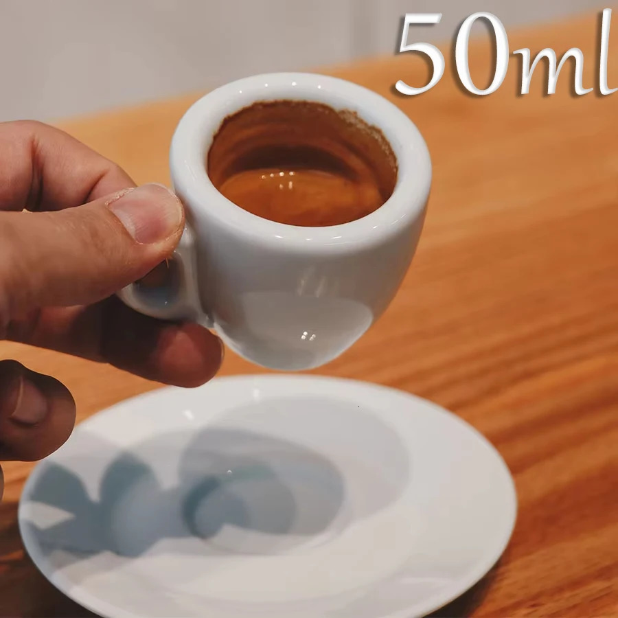 50ml Porcelain Espresso Cup Set with Saucer Cappuccino Italian Coffee Mugs Express Ss Cup Delicate Coffee Accessories 250604