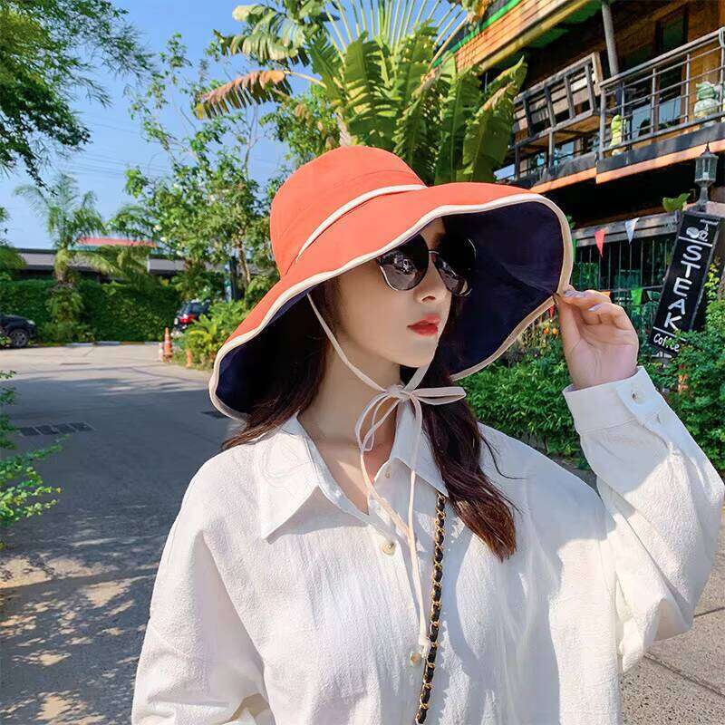 Wholesale Beach Sun Ladies Summer UV protection Sunscreen Foldable Big Brim Sun-proof Hat