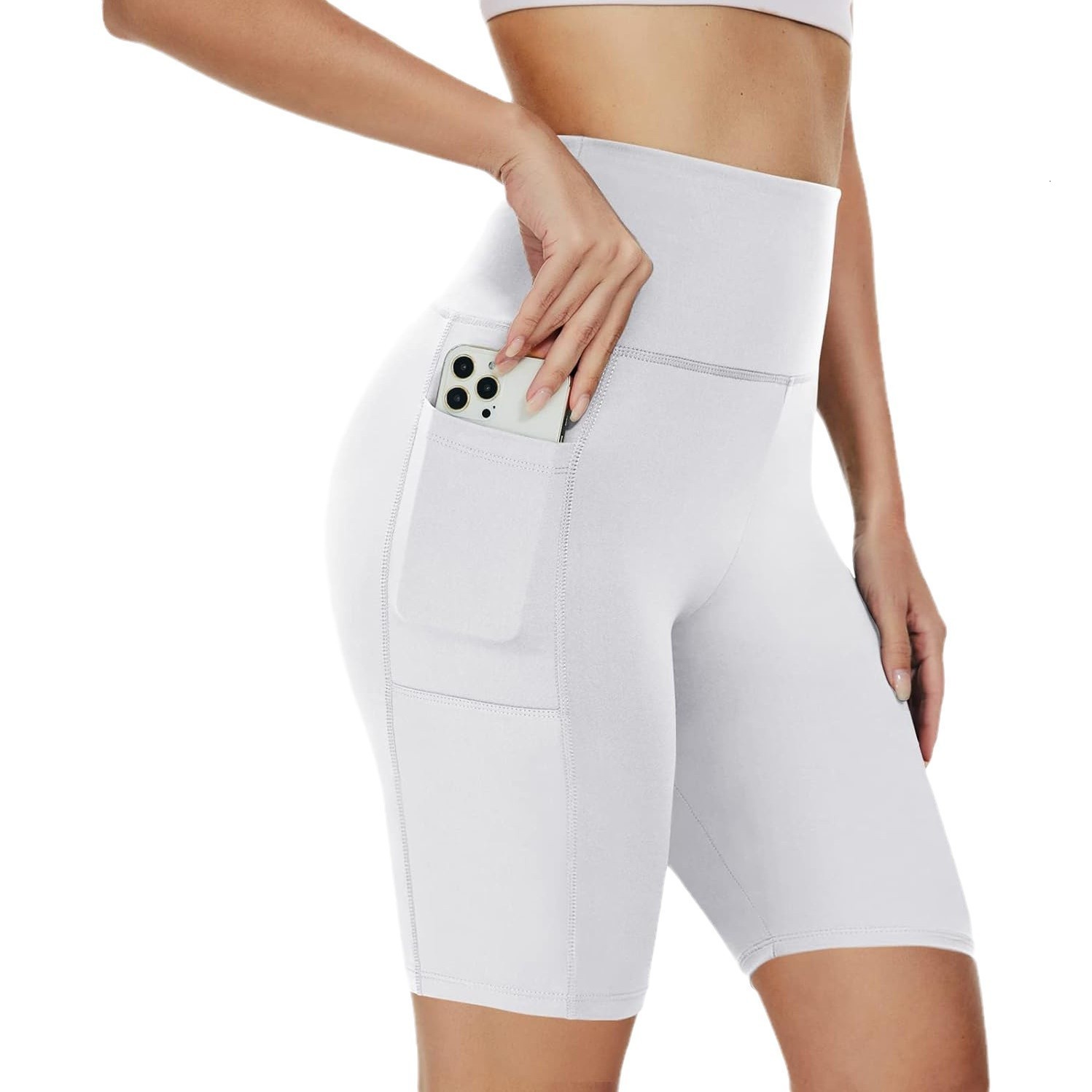Yoga Outfits XS to XXL Western Big Women Phone Pocket Sports Bike Shorts Tie Dye Nylon Yoga Shorts Female Fitness Workout Gym Short 230504