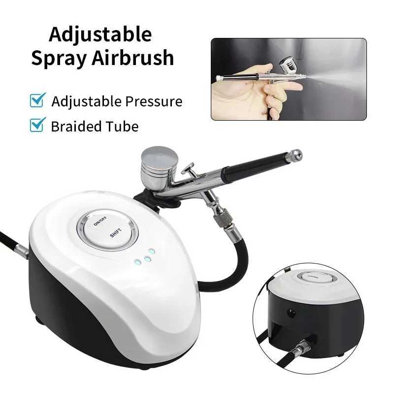 Facial Oxygen Therapy Steam Nail Art Airbrush Paint Nail Nano Sprayer Skin Cleaning Therapy Moisturizing Rejuvenation Compressor XJ250607