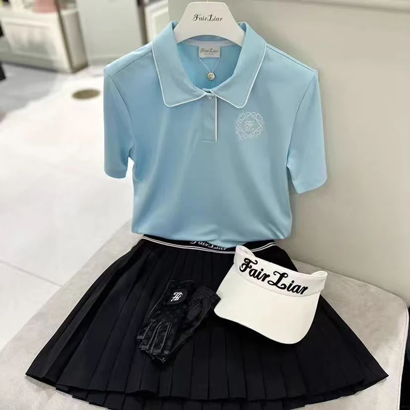 Womens Golf Clothing Fashion Polo Shirt Summer Short Sleeve Breathable Skin Friendly Slim Fit Versatile 250604