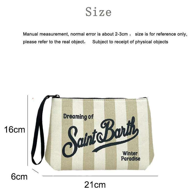 SAINT BARTH 2025 New Striped Canvas for Women, European and American Clutch Bag Diving Handbag