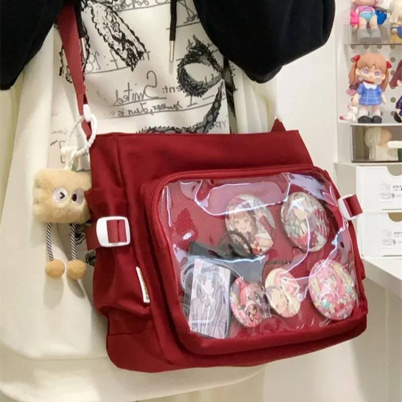 MBTI Designer Shoulder for Women College Style Casual Fashion Transparent Ita Bag Large Capacity Lolita Jk Handbag