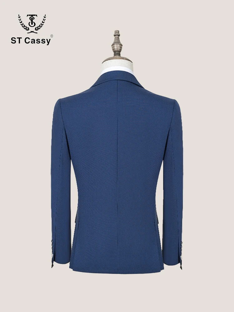 ST Cassy High Quality Mens Suit Slim Fit Solid Color Suit Formal Business Office Single Breasted Coat Pants 2 Pieces Set 250530