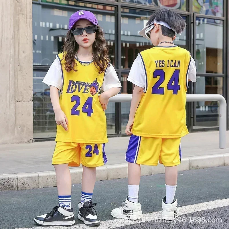 Basketball Jersey Printed Quick-drying Training Clothe Kid Sport Short-sleeve Vest Children Summer Boy Girl Practice Outfit Tops 250605