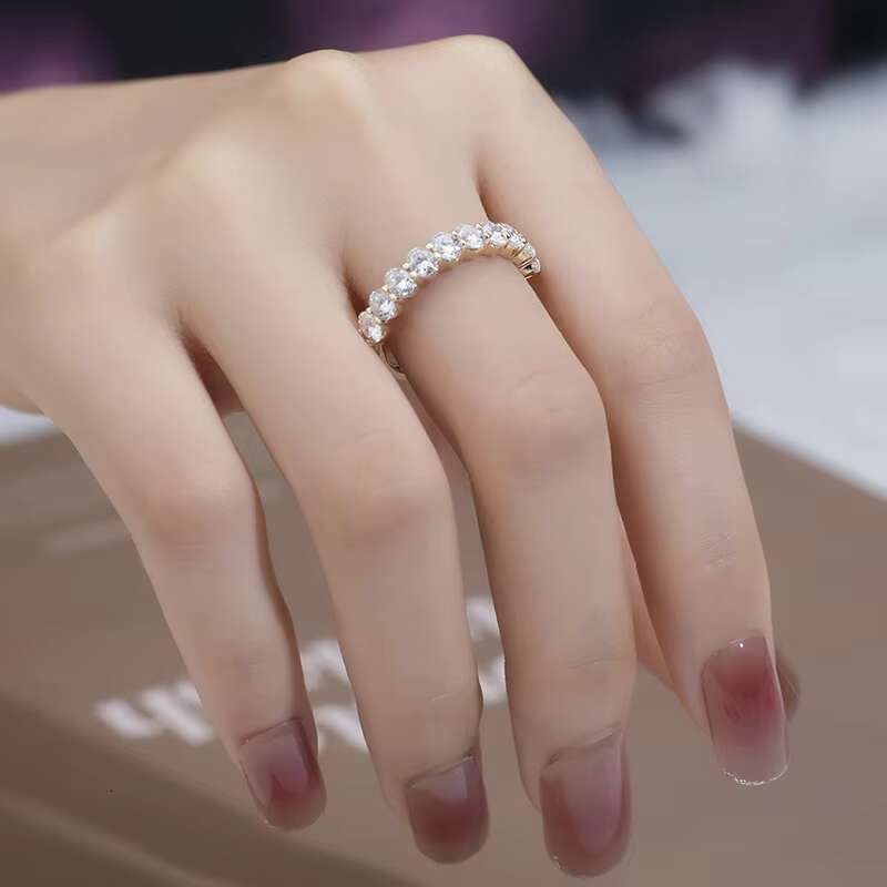 Mishang Jewelry 18K Gold Oval High Quality D Color Moissanite Eternity Ring for Women Gift