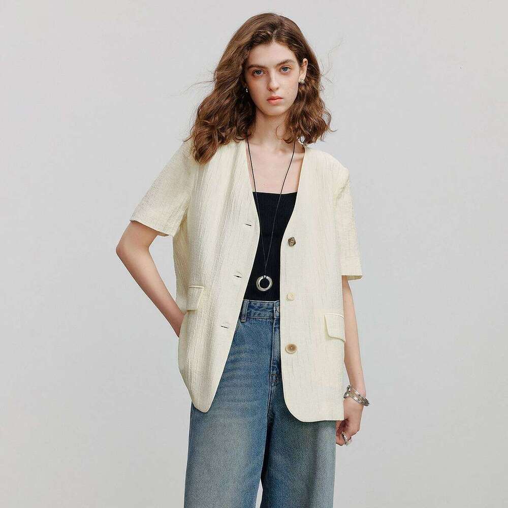 Coats Designer Women TOYOUTH Women Blazer 2025 Summer New Short Sleeve OL Jacket Coat 8525006 Designer