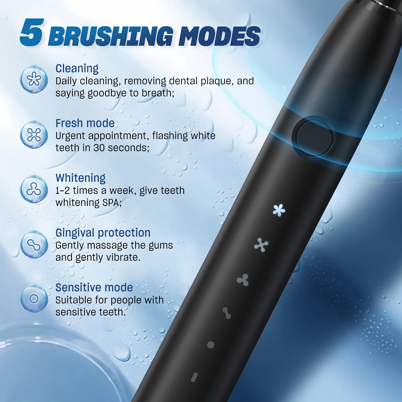 Electric Toothbrush Tooth Brush USB Rechargeable Adult Ultrasonic Teeth Cleaning 8 Replacement Toothbrush Heads 250604