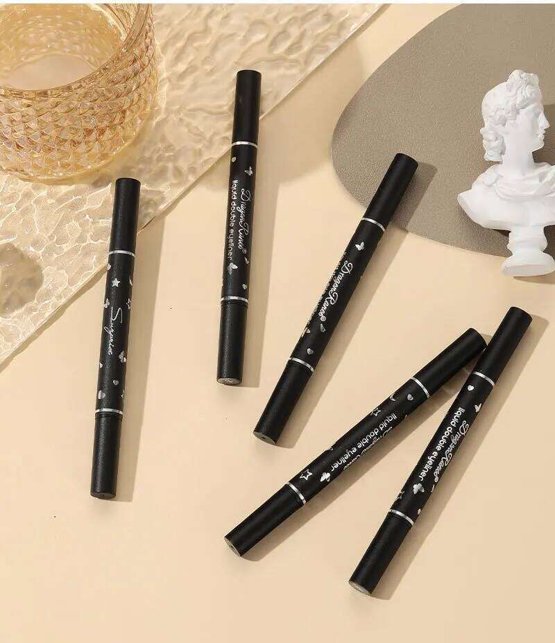 Dragon Ranee Double head Star Seal Eyeliner waterproof non-smudging novice heart plum embellished eye tail eyeliner free shipping