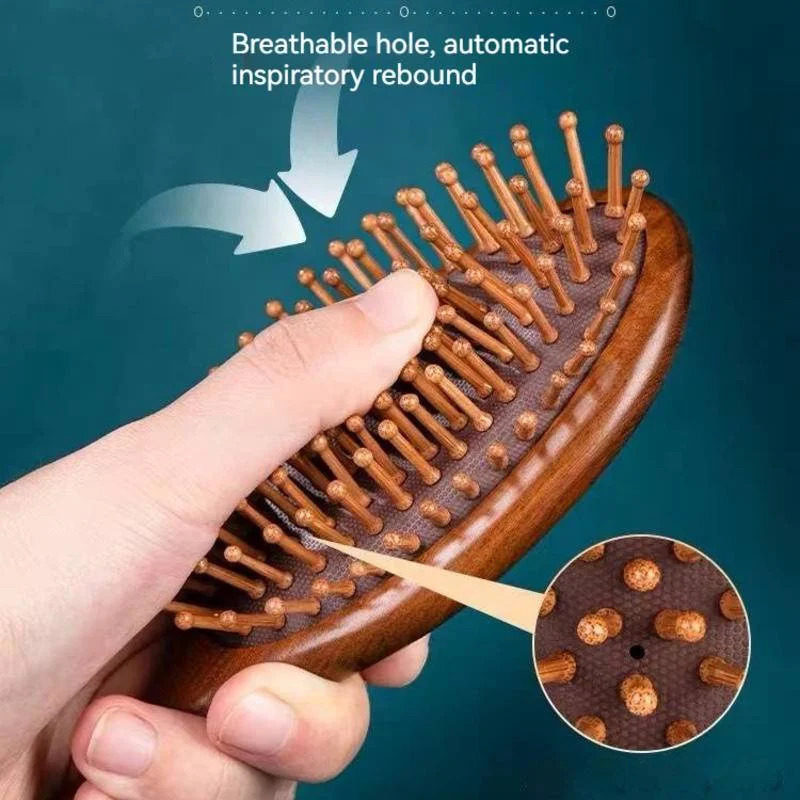 Massage Air Cushion Comb Sandalwood Anti-Static Detangling Scalp Scraping Hair Brush for Long Thick Curly Hair Styling Tool 250603