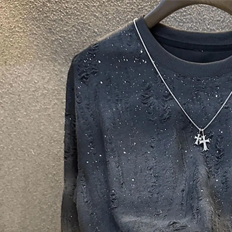 Star Long-sleeved Sweatshirt Round Neckline Fashion Casual Versatile Niche Men Business Slimming Ins 250604