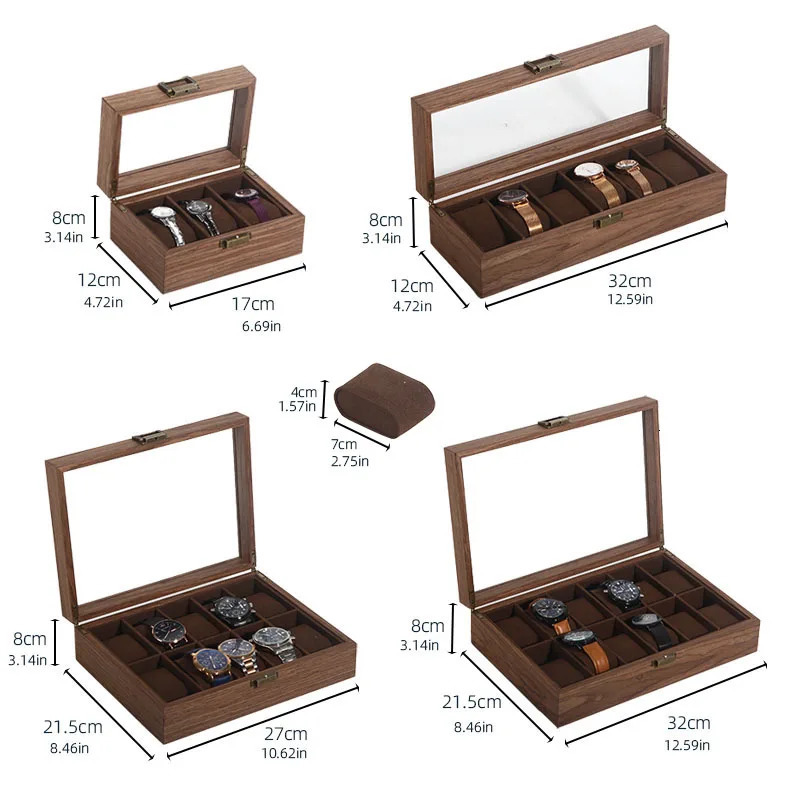 Walnut wood more than receive a case wrist watches collection box display transparent display boxes watches boxes 250604