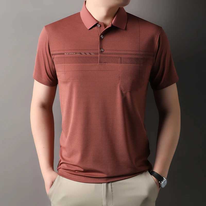 Retro Mens Short Sleeve Polo Shirt Summer Fashion Pocket Stripe High-end Custom Design Comfortable Cotton Top Casual T-shirt XJ250605