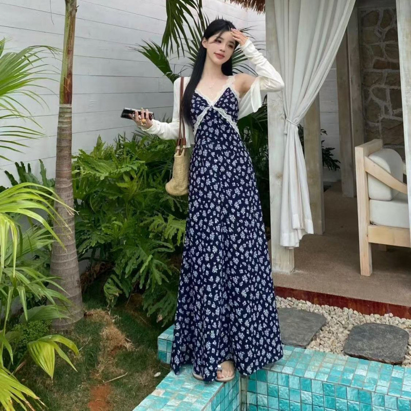 PD148 Floral suspender dress for women summer tea break hot girl