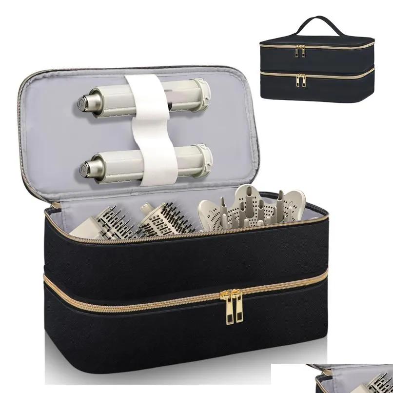 Hair Dryers Travel Carrying Case For Shark Flex Style Double Layer Storage Speedstyle Dryer Attachments Waterproof Pu Leather Organi Dhbsu