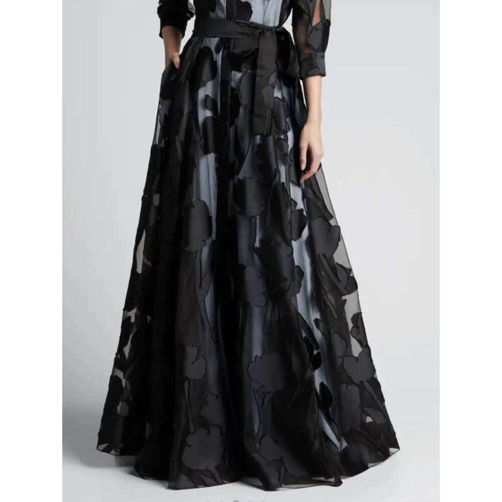 Summer Women Jacquard Mesh Dress No Lining Transparent Club Party Sexy Knotted Waist Maxi Dresses Wholesale Dropshipping