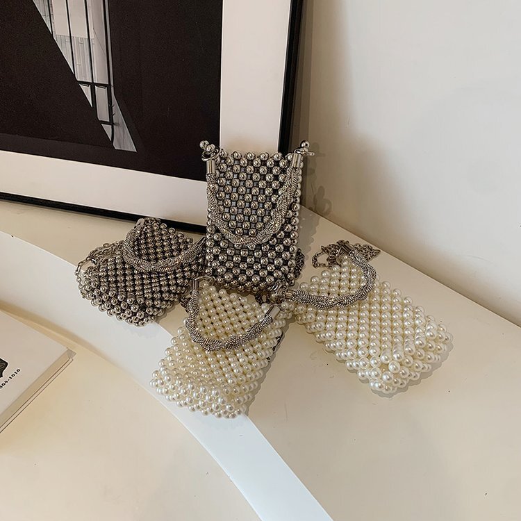 Exquisite bead woven women's handbag, new fashionable multifunctional mobile phone bag, designer women's crossbody bag