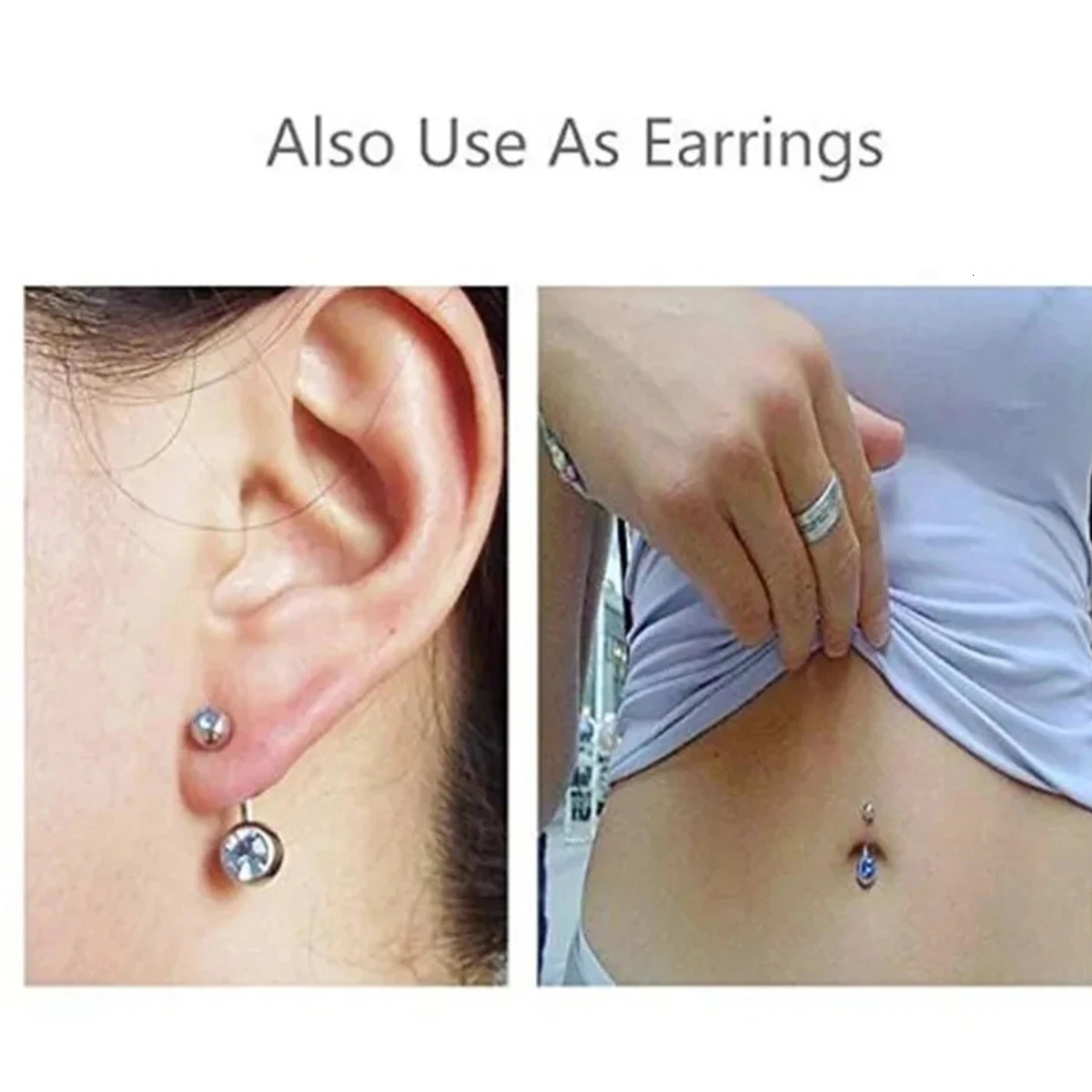 4 Pcs Belly Button Rings 10MM Stainless Steel 14G CZ Navel Rings Barbells Studs Women Girls Body Piercing Jewelry 250530