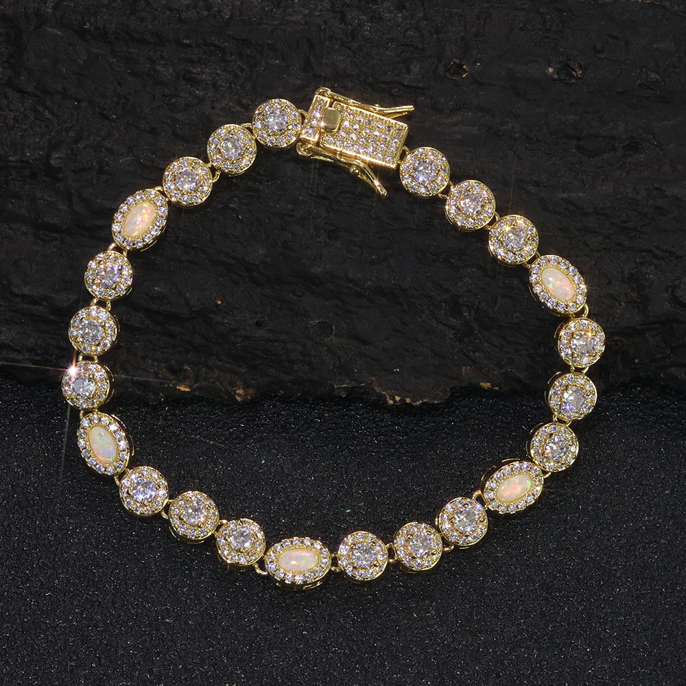 Hip Hop Jewelry Moissanite Bracelet Versatile High-end Opal Bracelet Trendy Mens Light Luxury Bracelet