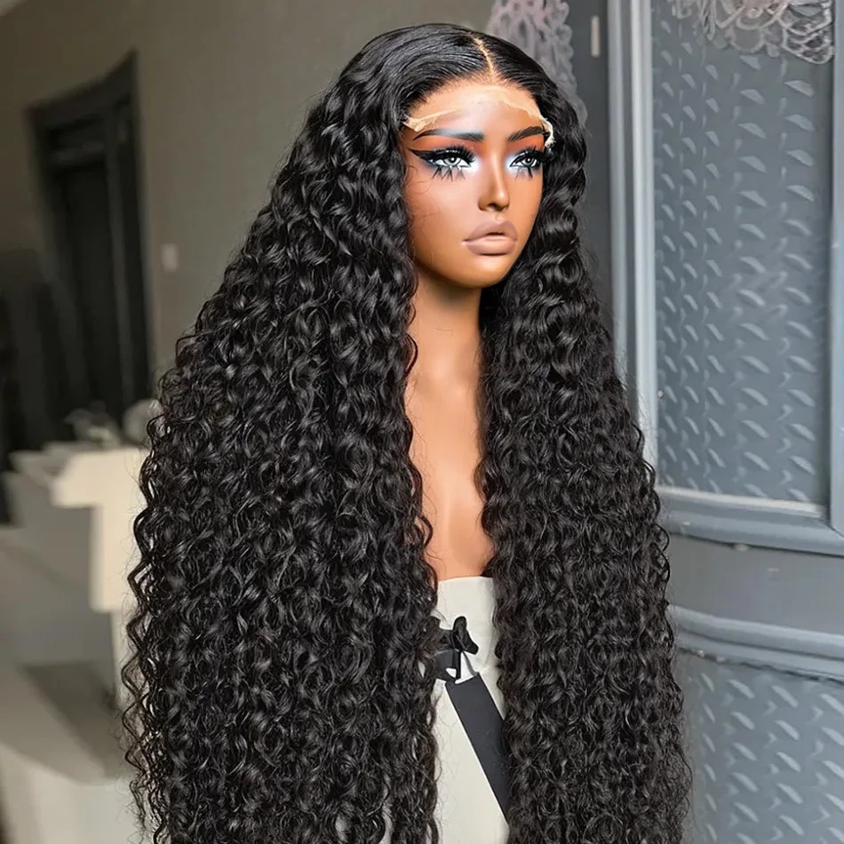 250 Density 13x4 Deep Wave HD Glueless Lace Front Wig 30 40 Inch Curly 13x6 Human Hair Wigs Water Closure Kinky synthetic