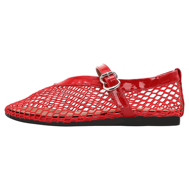 designer heels ballet flats loafers womens fashion classic mesh breathable retro women shoes luxury metal button single shoes summer black gold red ma